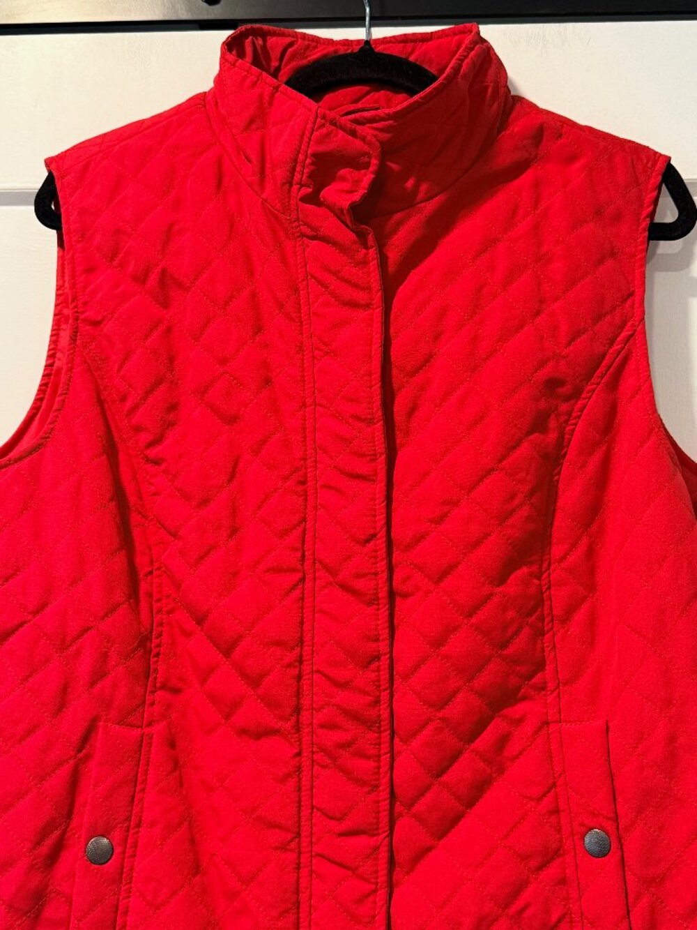 NWT Christopher & Banks Vibrant Red Quilted Snap-Front Vest